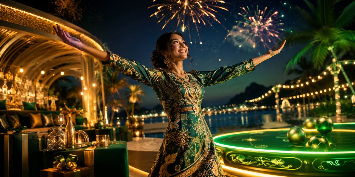 Suasana kasino hiburan Langkawi dengan tema batik Malaysia yang mewah dan meriah
